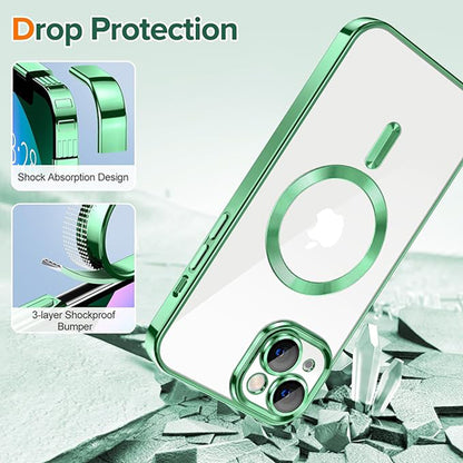 Custodia MagSafe per Apple iPhone 13, Techsuit, Luxury Crystal, Verde Chiaro