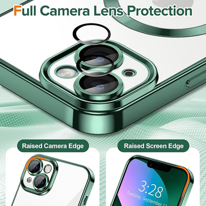 Custodia MagSafe per Apple iPhone 13, Techsuit, Luxury Crystal, Verde Scuro