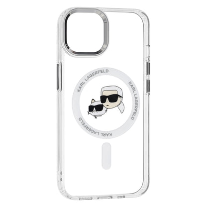 Custodia MagSafe per Apple iPhone 14, Karl Lagerfeld, IML Metal Karl & Choupette's Heads, Bianca
