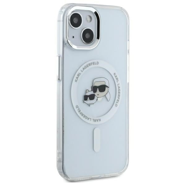 Custodia MagSafe per Apple iPhone 14, Karl Lagerfeld, IML Metal Karl & Choupette's Heads, Bianca