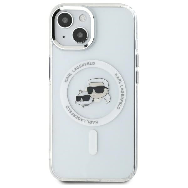 Custodia MagSafe per Apple iPhone 14, Karl Lagerfeld, IML Metal Karl & Choupette's Heads, Bianca
