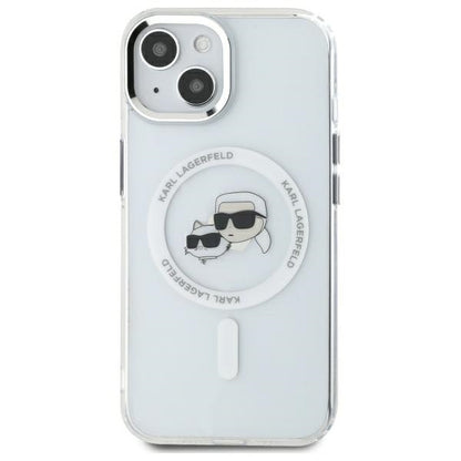 Custodia MagSafe per Apple iPhone 14, Karl Lagerfeld, IML Metal Karl & Choupette's Heads, Bianca