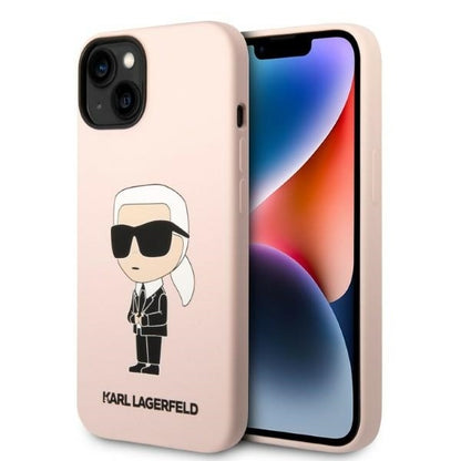 Custodia MagSafe per Apple iPhone 14, Karl Lagerfeld, Silicone Ikonik Karl, Rosa