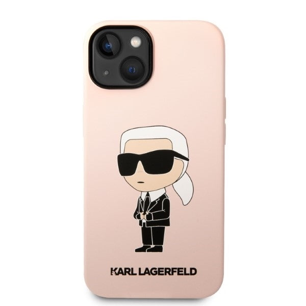 Custodia MagSafe per Apple iPhone 14, Karl Lagerfeld, Silicone Ikonik Karl, Rosa