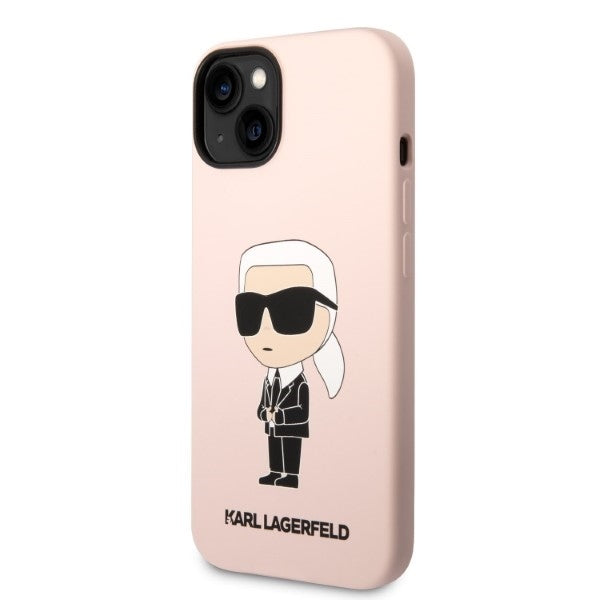 Custodia MagSafe per Apple iPhone 14, Karl Lagerfeld, Silicone Ikonik Karl, Rosa