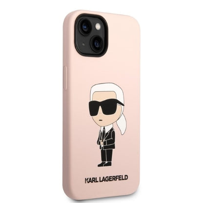 Custodia MagSafe per Apple iPhone 14, Karl Lagerfeld, Silicone Ikonik Karl, Rosa