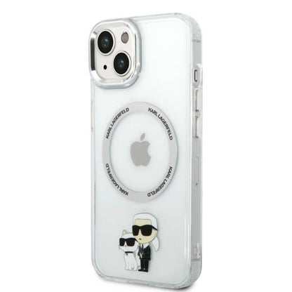 Custodia MagSafe per Apple iPhone 14 Plus, Karl Lagerfeld, Ikonik Karl & Choupette, Trasparente
