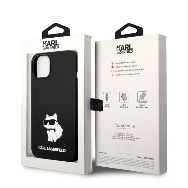 Custodia MagSafe per Apple iPhone 14 Plus, Karl Lagerfeld, Silicone Choupette, Nera