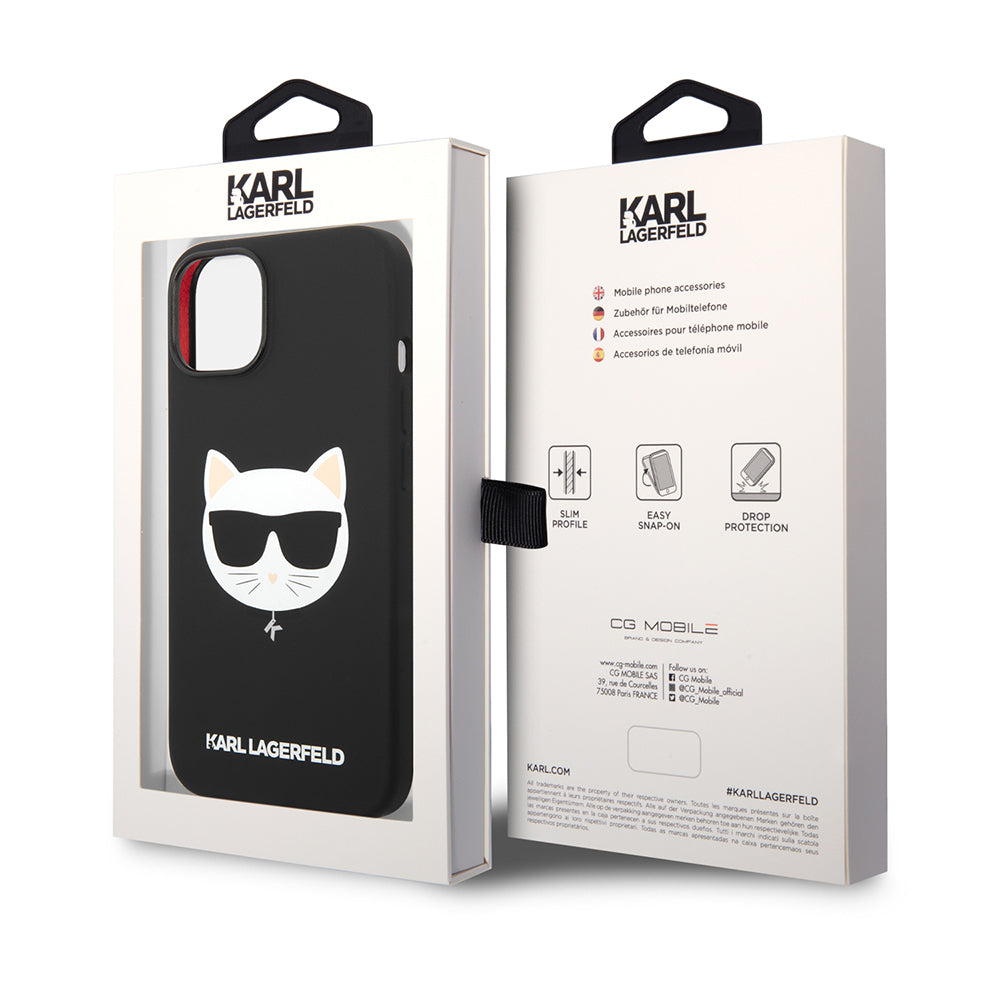 Custodia MagSafe per Apple iPhone 14 Plus, Karl Lagerfeld, Silicone Choupette's Head, Nera
