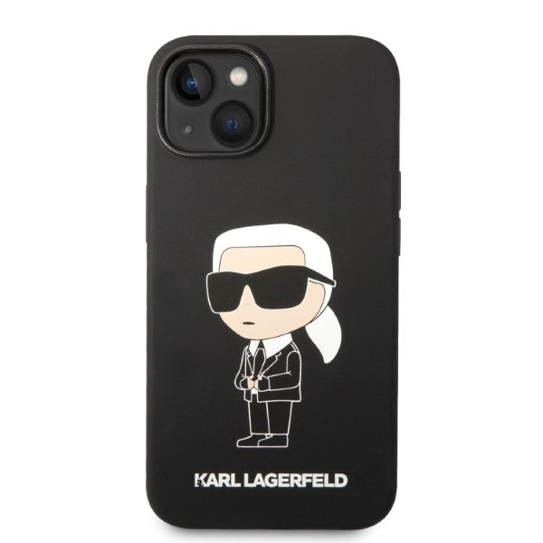 Custodia MagSafe per Apple iPhone 14 Plus, Karl Lagerfeld, Silicone Ikonik Karl, Nera