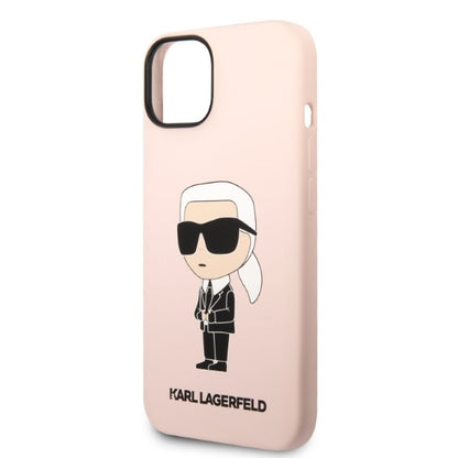 Custodia MagSafe per Apple iPhone 14 Plus, Karl Lagerfeld, Silicone Ikonik Karl, Rosa