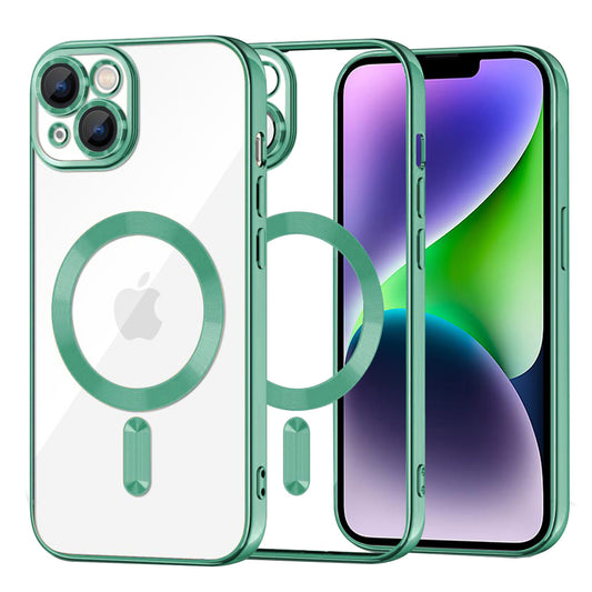 Custodia MagSafe per Apple iPhone 14 Plus, Techsuit, Luxury Crystal, Verde Chiaro