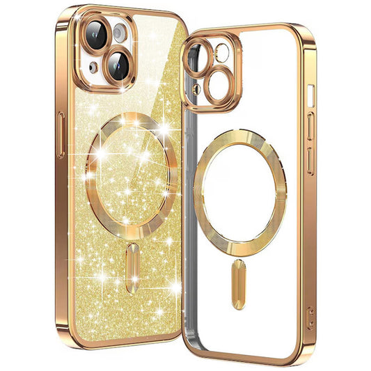 Custodia MagSafe per Apple iPhone 14 Plus, Techsuit, Luxury Glitter, Dorata