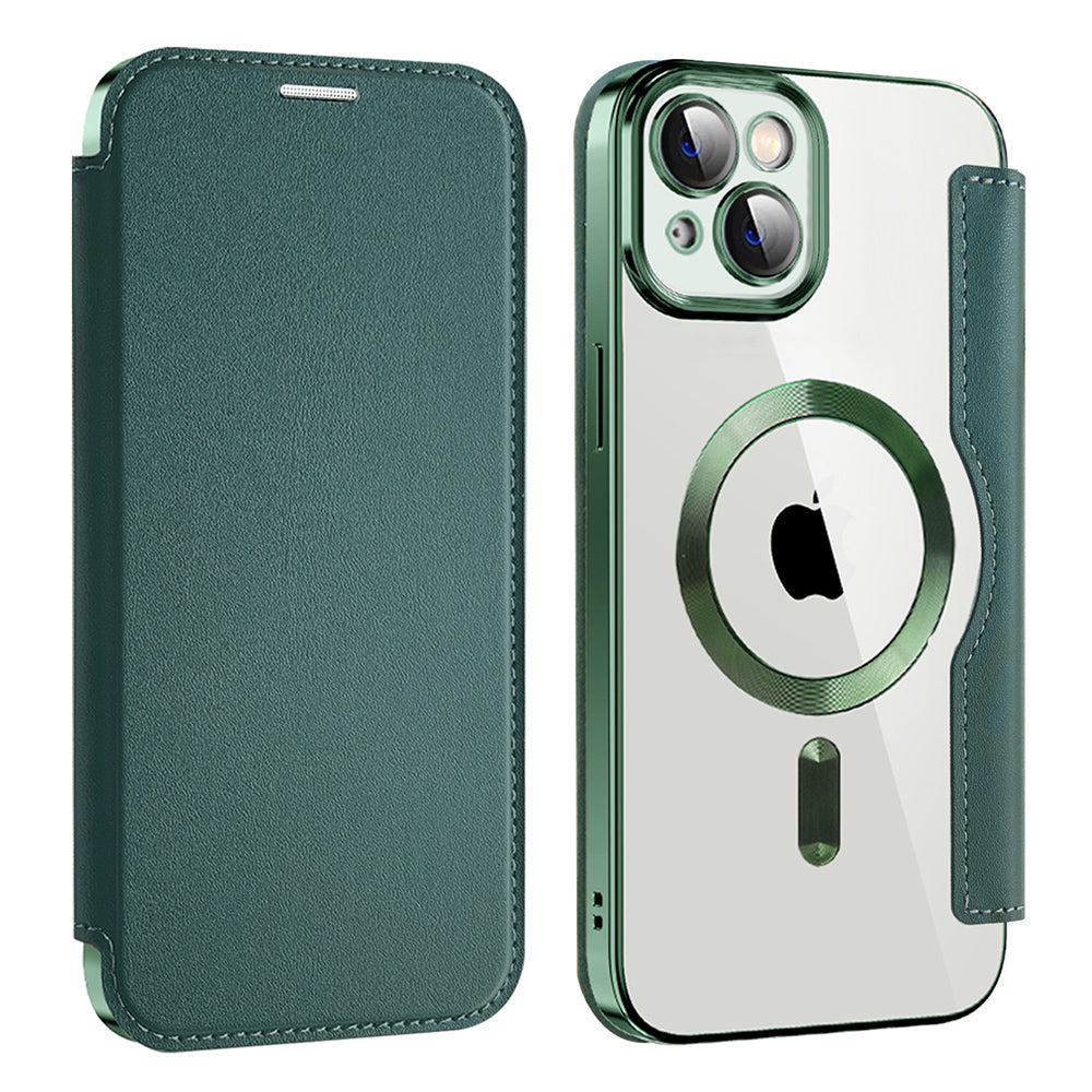 Custodia MagSafe per Apple iPhone 14 Plus, Techsuit, SmartMag Book, Verde