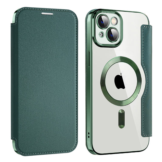 Custodia MagSafe per Apple iPhone 14 Plus, Techsuit, SmartMag Book, Verde