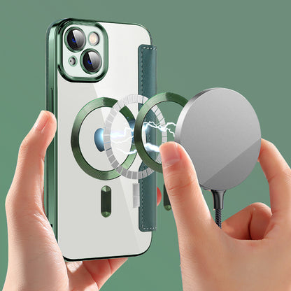 Custodia MagSafe per Apple iPhone 14 Plus, Techsuit, SmartMag Book, Verde