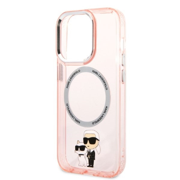 Custodia MagSafe per Apple iPhone 14 Pro, Karl Lagerfeld, Ikonik Karl & Choupette, Rosa