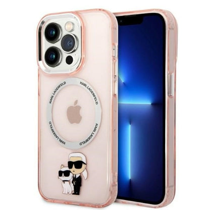 Custodia MagSafe per Apple iPhone 14 Pro, Karl Lagerfeld, Ikonik Karl & Choupette, Rosa