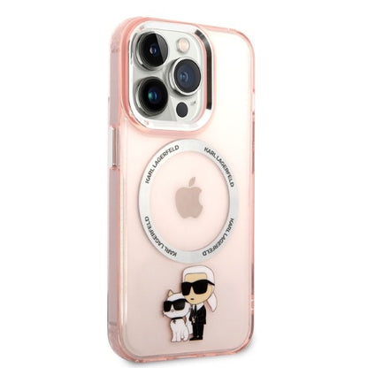 Custodia MagSafe per Apple iPhone 14 Pro, Karl Lagerfeld, Ikonik Karl & Choupette, Rosa