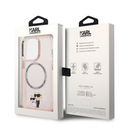Custodia MagSafe per Apple iPhone 14 Pro, Karl Lagerfeld, Ikonik Karl & Choupette, Rosa