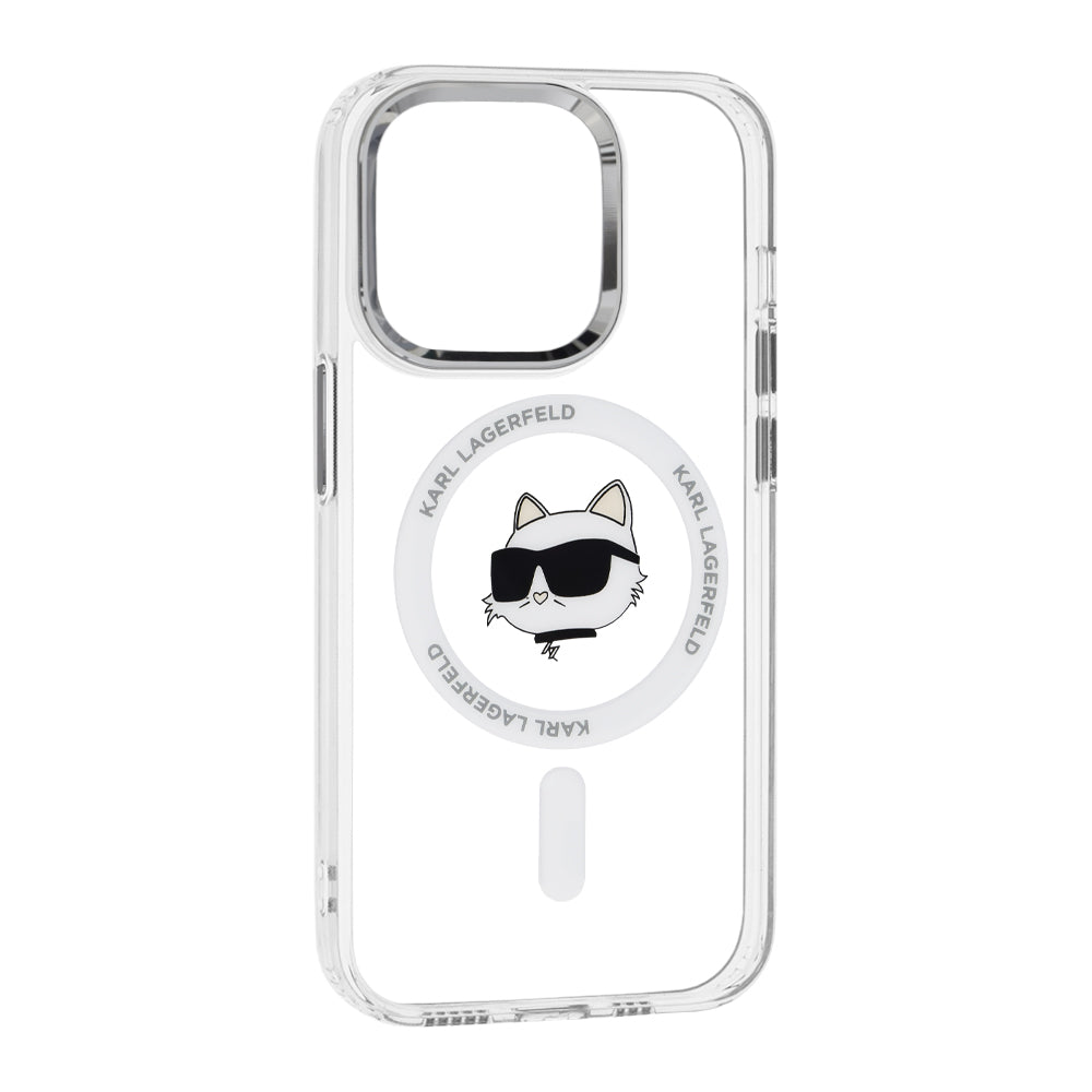 Custodia MagSafe per Apple iPhone 14 Pro, Karl Lagerfeld, IML Metal Choupette's Head, Bianca