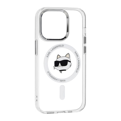Custodia MagSafe per Apple iPhone 14 Pro, Karl Lagerfeld, IML Metal Choupette's Head, Bianca
