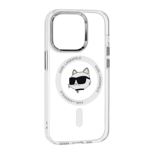 Custodia MagSafe per Apple iPhone 14 Pro, Karl Lagerfeld, IML Metal Choupette's Head, Bianca
