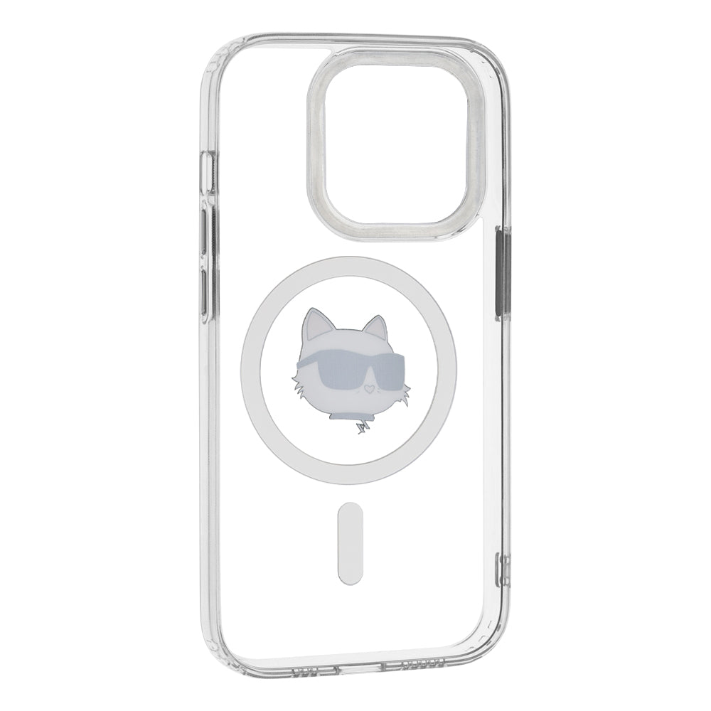 Custodia MagSafe per Apple iPhone 14 Pro, Karl Lagerfeld, IML Metal Choupette's Head, Bianca