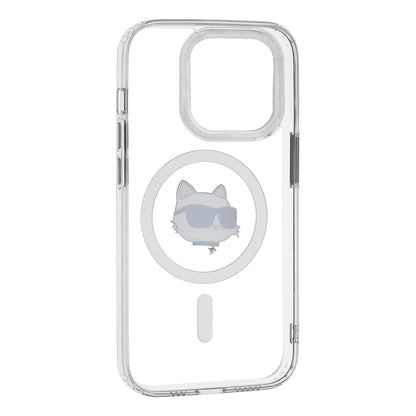 Custodia MagSafe per Apple iPhone 14 Pro, Karl Lagerfeld, IML Metal Choupette's Head, Bianca