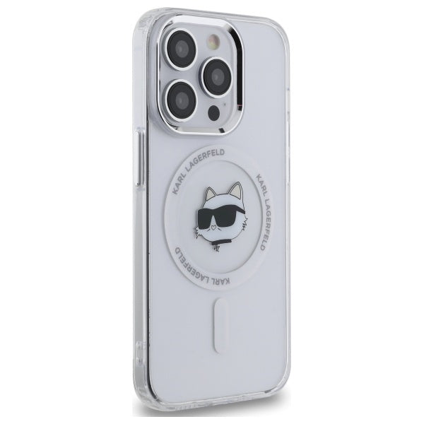 Custodia MagSafe per Apple iPhone 14 Pro, Karl Lagerfeld, IML Metal Choupette's Head, Bianca