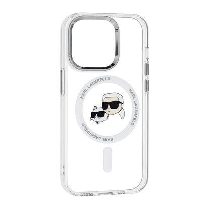 Custodia MagSafe per Apple iPhone 14 Pro, Karl Lagerfeld, IML Metal Karl & Choupette's Heads, Bianca