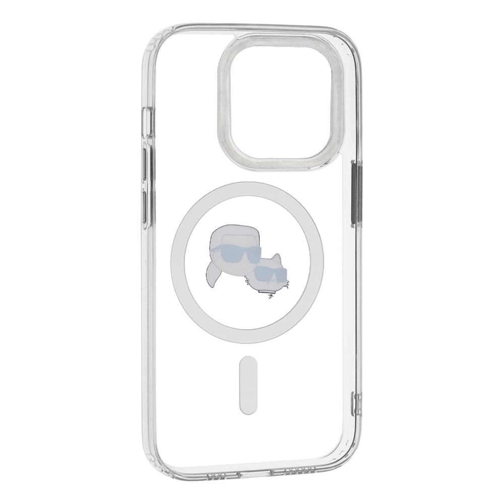 Custodia MagSafe per Apple iPhone 14 Pro, Karl Lagerfeld, IML Metal Karl & Choupette's Heads, Bianca
