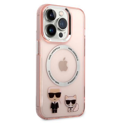 MagSafe Case for Apple iPhone 14 Pro, Karl Lagerfeld, Karl & Choupette Aluminium, Pink