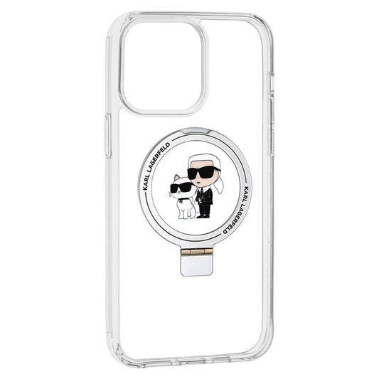 Custodia MagSafe per Apple iPhone 14 Pro, Karl Lagerfeld, Ring Stand Karl & Choupette, Bianca