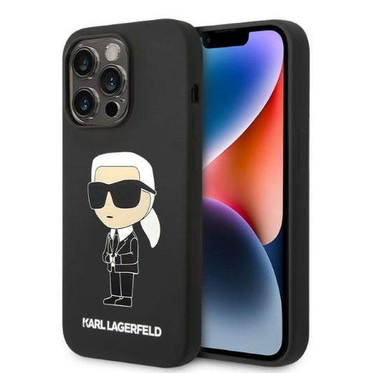 Custodia MagSafe per Apple iPhone 14 Pro, Karl Lagerfeld, Silicone Ikonik Karl, Nera
