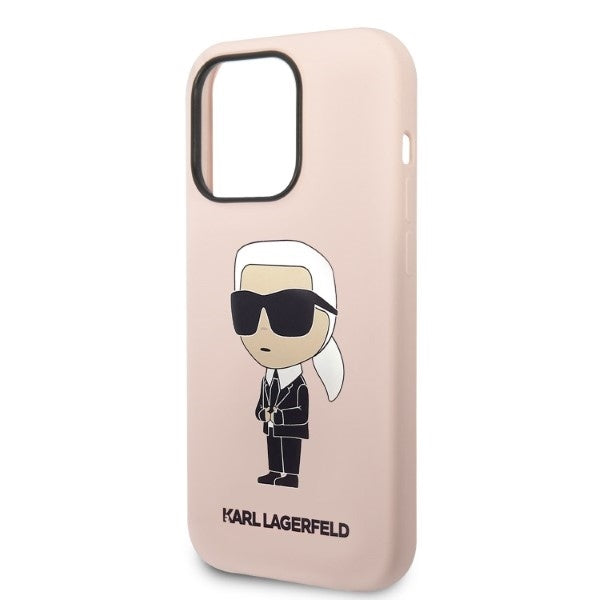 Custodia MagSafe per Apple iPhone 14 Pro, Karl Lagerfeld, Silicone Ikonik Karl, Rosa