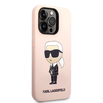 Custodia MagSafe per Apple iPhone 14 Pro, Karl Lagerfeld, Silicone Ikonik Karl, Rosa