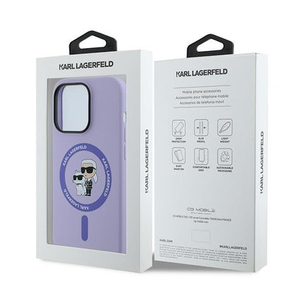 Custodia MagSafe per Apple iPhone 14 Pro, Karl Lagerfeld, Silicone Ring Karl & Choupette, Viola