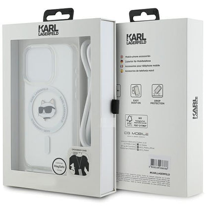 Custodia MagSafe per Apple iPhone 14 Pro Max, Karl Lagerfeld, IML Crossbody Choupette's Head con Tracolla, Trasparente