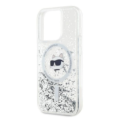 Custodia MagSafe per Apple iPhone 14 Pro Max, Karl Lagerfeld, Liquid Glitter Choupette's Head, Trasparente
