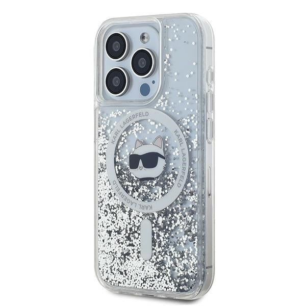 Custodia MagSafe per Apple iPhone 14 Pro Max, Karl Lagerfeld, Liquid Glitter Choupette's Head, Trasparente