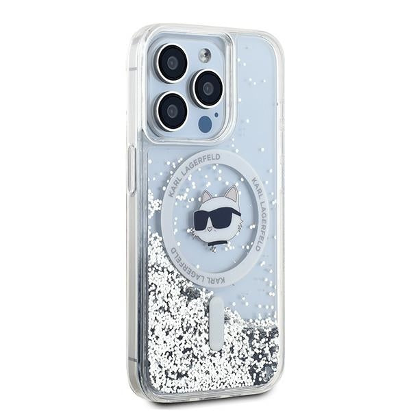 Custodia MagSafe per Apple iPhone 14 Pro Max, Karl Lagerfeld, Liquid Glitter Choupette's Head, Trasparente