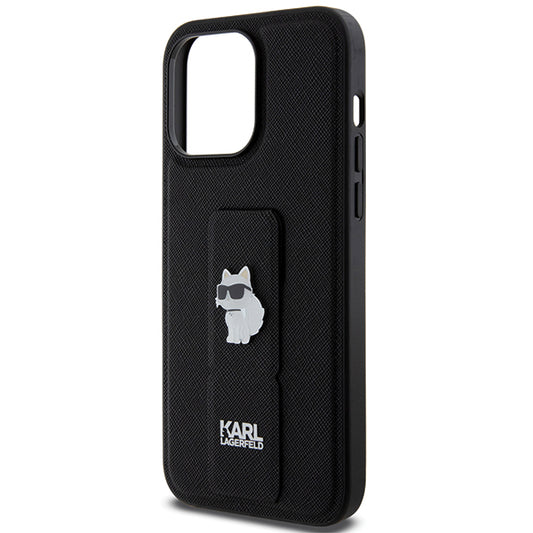 MagSafe Case for Apple iPhone 14 Pro Max, Karl Lagerfeld, Saffiano Gripstand Choupette, Black