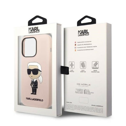 Custodia MagSafe per Apple iPhone 14 Pro Max, Karl Lagerfeld, Silicone Ikonik Karl, Rosa