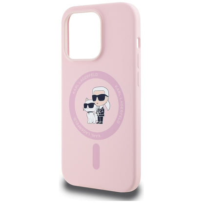 Custodia MagSafe per Apple iPhone 14 Pro Max, Karl Lagerfeld, Silicone Karl & Choupette, Rosa