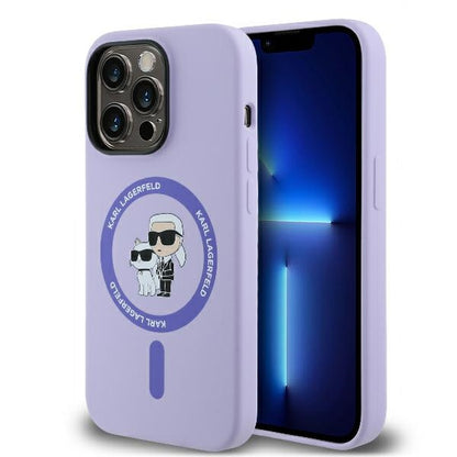 Custodia MagSafe per Apple iPhone 14 Pro Max, Karl Lagerfeld, Silicone Ring Karl & Choupette, Viola