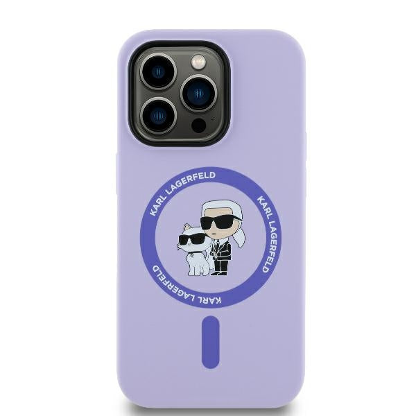 Custodia MagSafe per Apple iPhone 14 Pro Max, Karl Lagerfeld, Silicone Ring Karl & Choupette, Viola