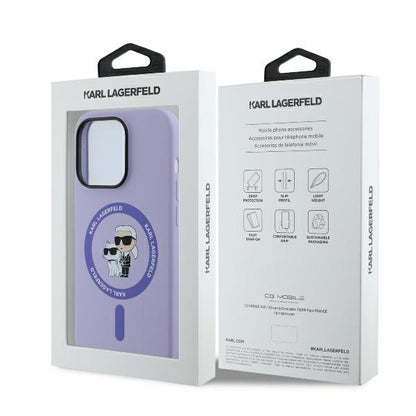 Custodia MagSafe per Apple iPhone 14 Pro Max, Karl Lagerfeld, Silicone Ring Karl & Choupette, Viola
