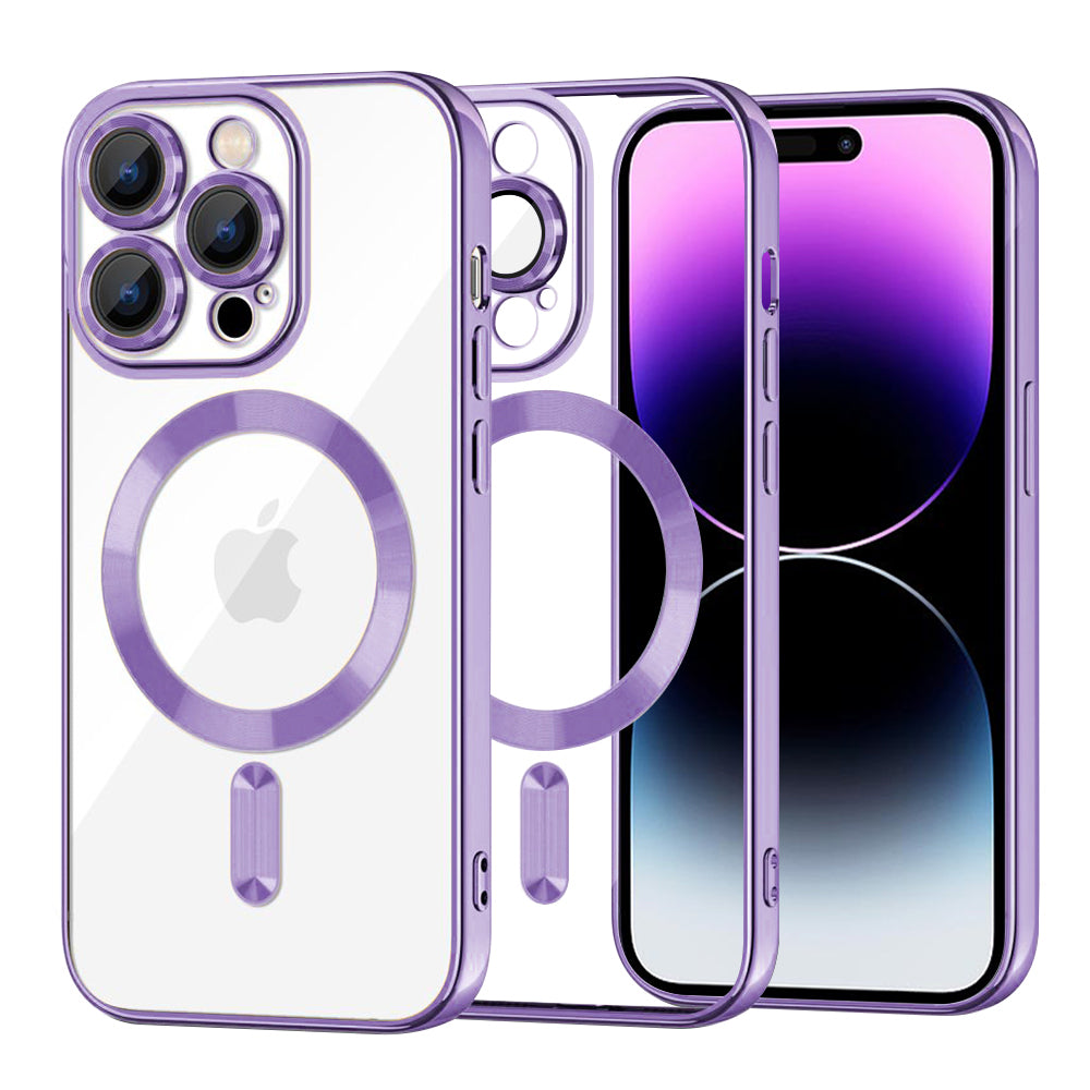 Custodia MagSafe per Apple iPhone 14 Pro Max, Techsuit, Luxury Crystal, Viola Chiaro