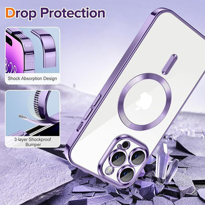 Custodia MagSafe per Apple iPhone 14 Pro Max, Techsuit, Luxury Crystal, Viola Chiaro